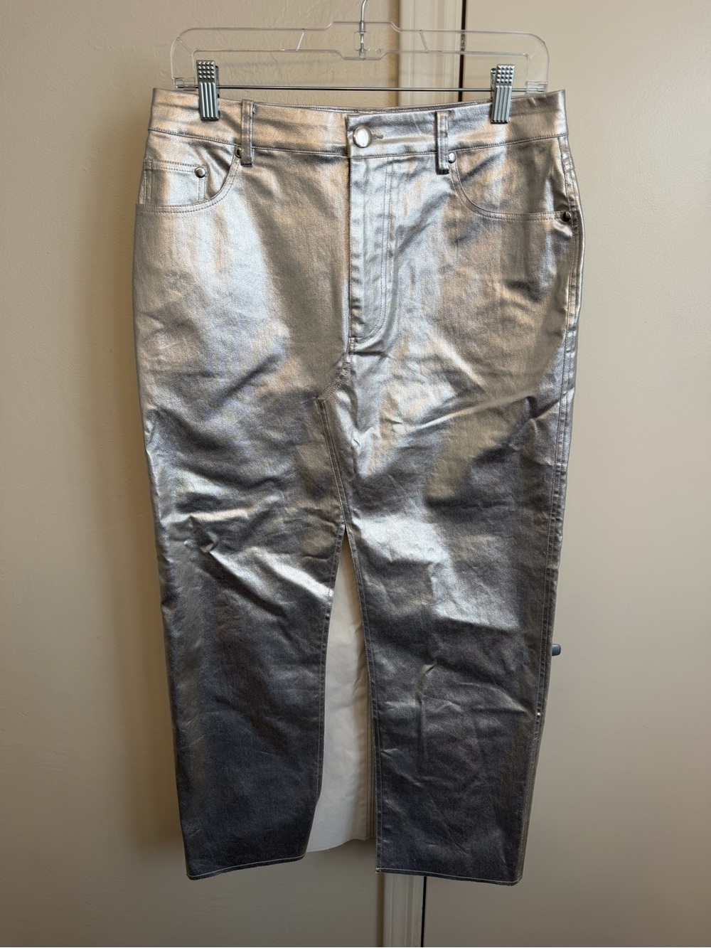 NWT Lovers + Friends Naomi Silver Maxi Skirt Metallic Slit Size Medium - Picture 4 of 8